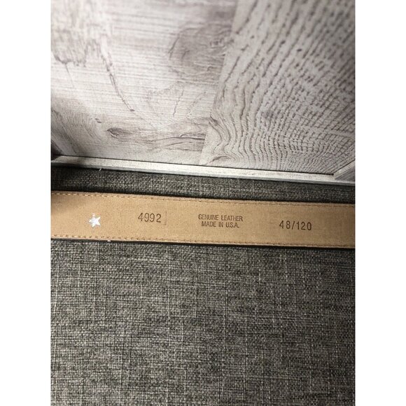 Genuine Leather Belt Mens Size 48 Brown with Removable Gold Tone Buckle - Picture 2 of 4